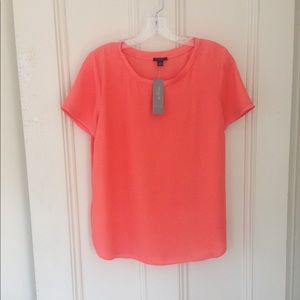 ANN TAYLOR Coral Scoop Neck Career Blouse Top MP